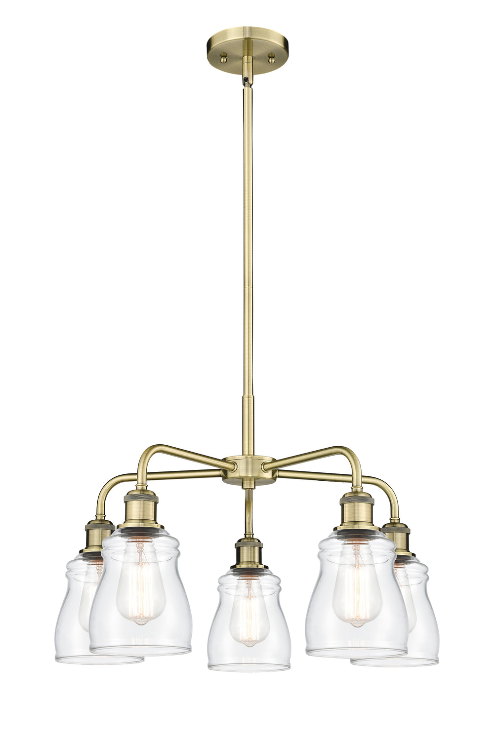 Innovations Lighting Ellery 5" Chandelier - Antique Brass Chandeliers Innovations Lighting Clear ; Glass Type: Clear  