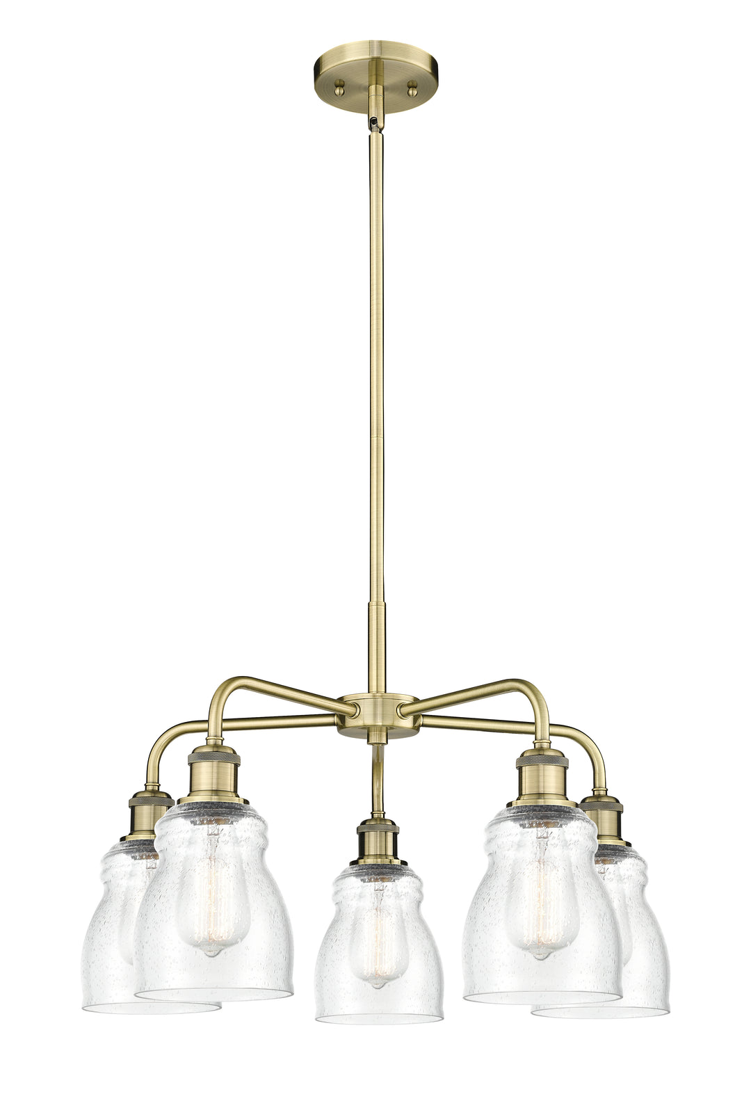 Innovations Lighting Ellery 5" Chandelier - Antique Brass Chandeliers Innovations Lighting Seedy ; Glass Type: Seeded  