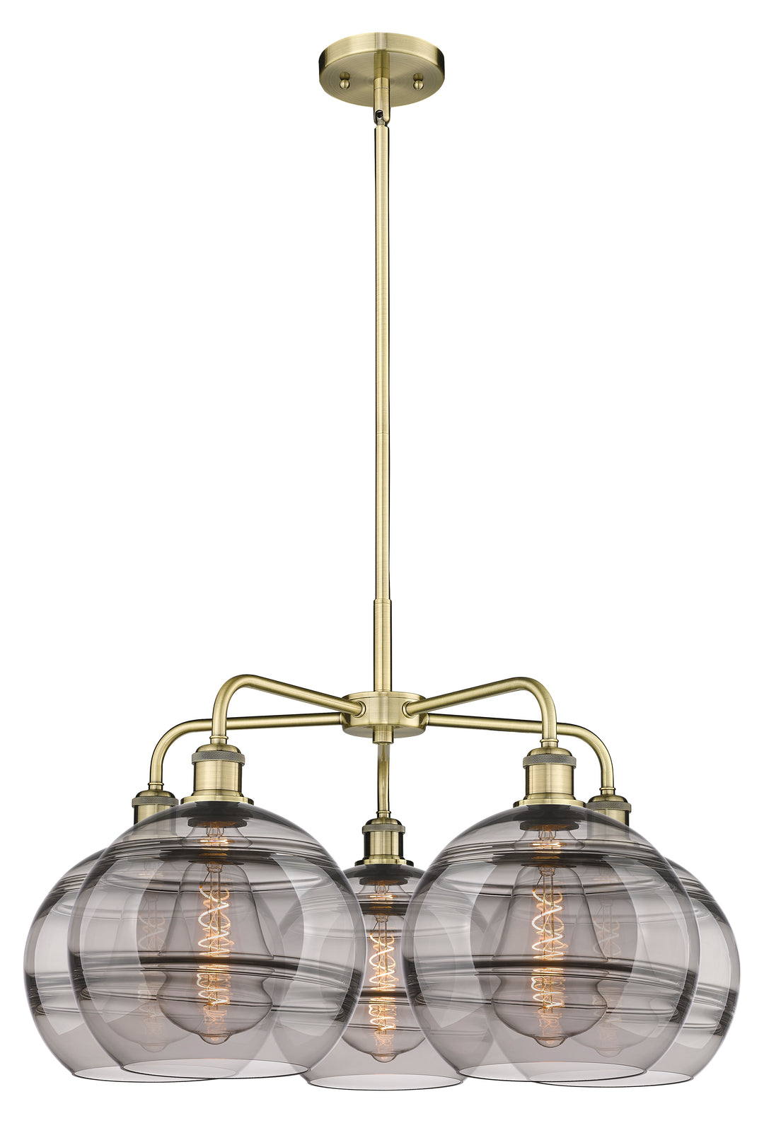 Innovations Lighting Rochester 10" Chandelier - Antique Brass Chandeliers Innovations Lighting Light Smoke ; Glass Type: Smoked  