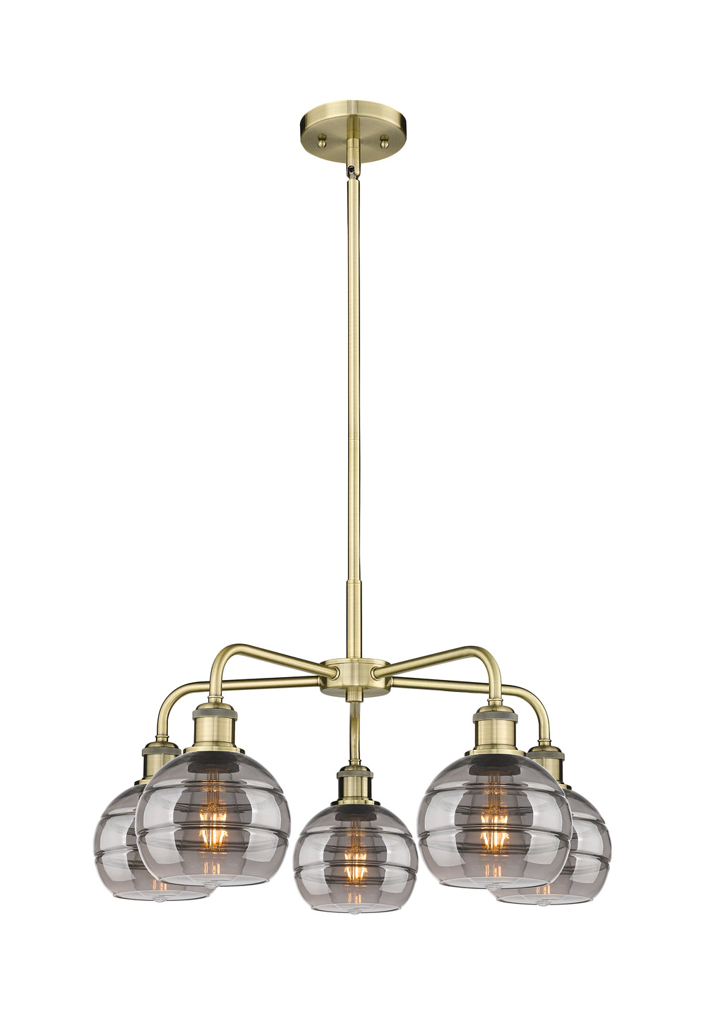 Innovations Lighting Rochester 6" Chandelier - Antique Brass Chandeliers Innovations Lighting Light Smoke ; Glass Type: Smoked  