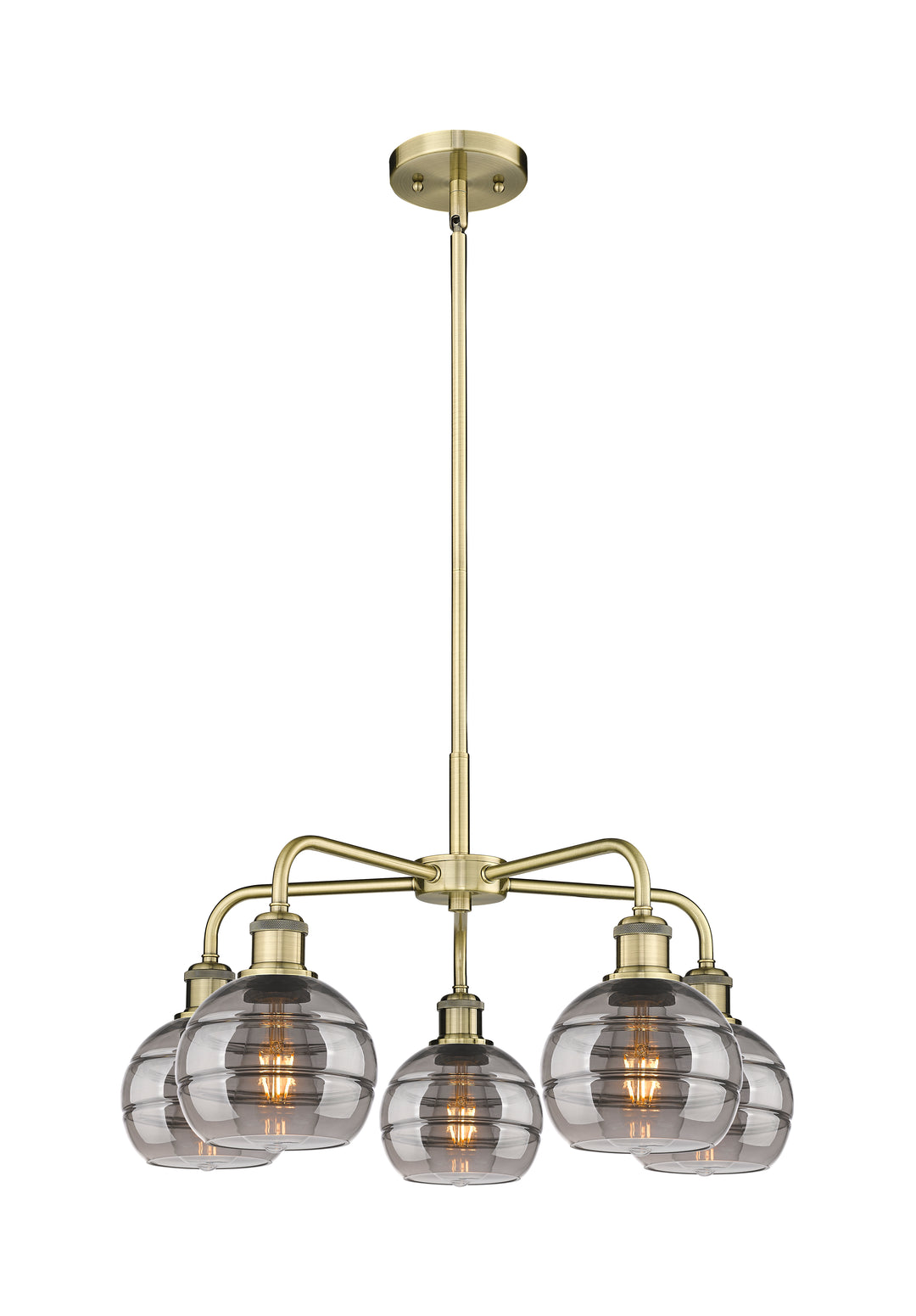 Innovations Lighting Rochester 6" Chandelier - Antique Brass Chandeliers Innovations Lighting Light Smoke ; Glass Type: Smoked  