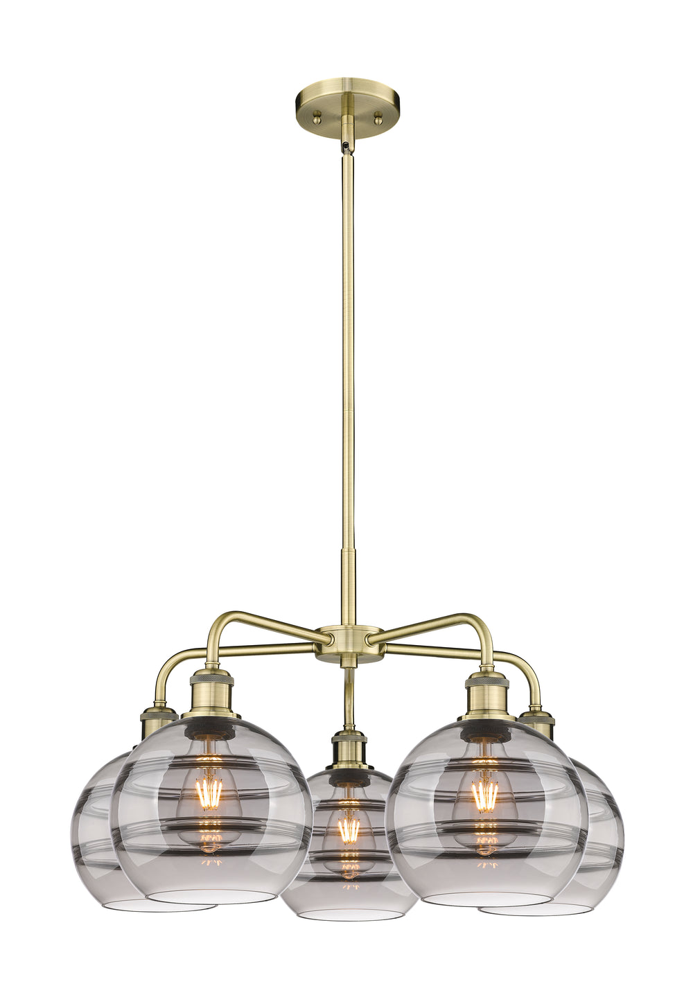 Innovations Lighting Rochester 8" Chandelier - Antique Brass Chandeliers Innovations Lighting Light Smoke ; Glass Type: Smoked  