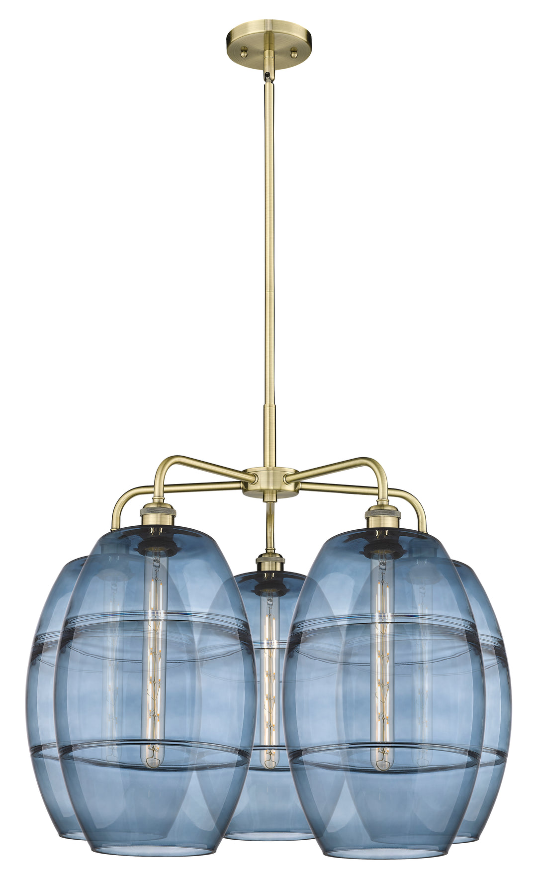 Innovations Lighting Vaz 10" Chandelier - Antique Brass Chandeliers Innovations Lighting Blue  ; Glass Type: Blue  