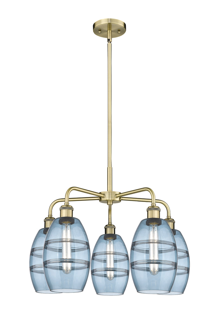 Innovations Lighting Vaz 6" Chandelier - Antique Brass Chandeliers Innovations Lighting Blue  ; Glass Type: Blue  