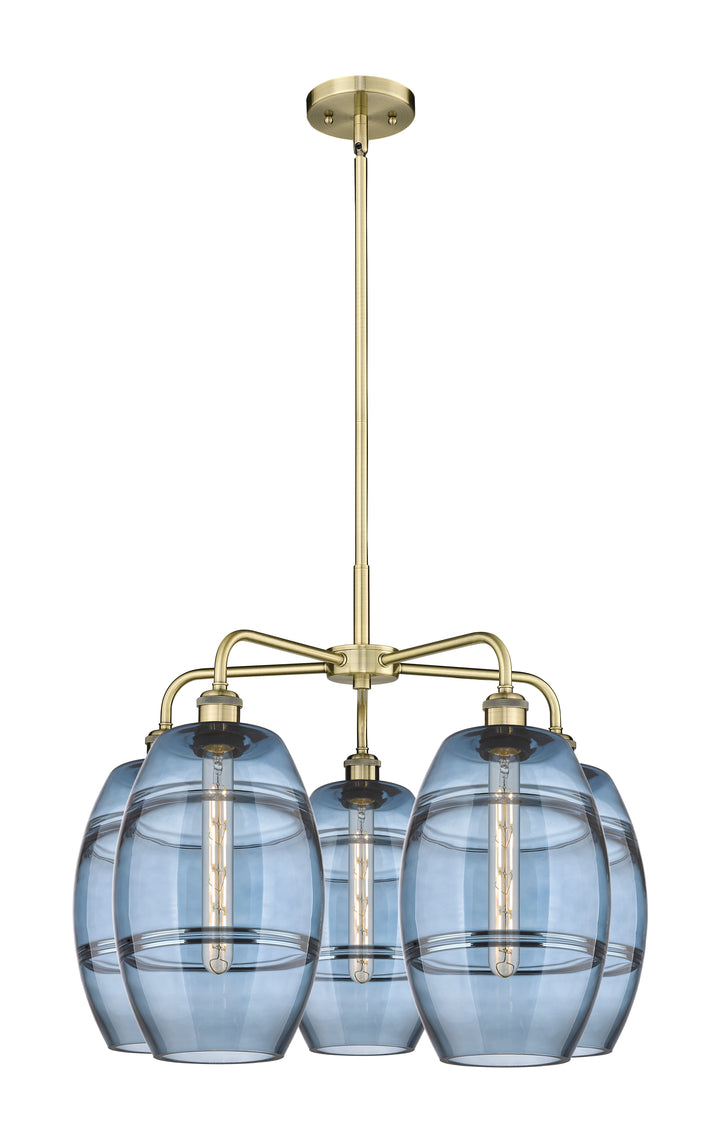 Innovations Lighting Vaz 8" Chandelier - Antique Brass Chandeliers Innovations Lighting Blue  ; Glass Type: Blue  