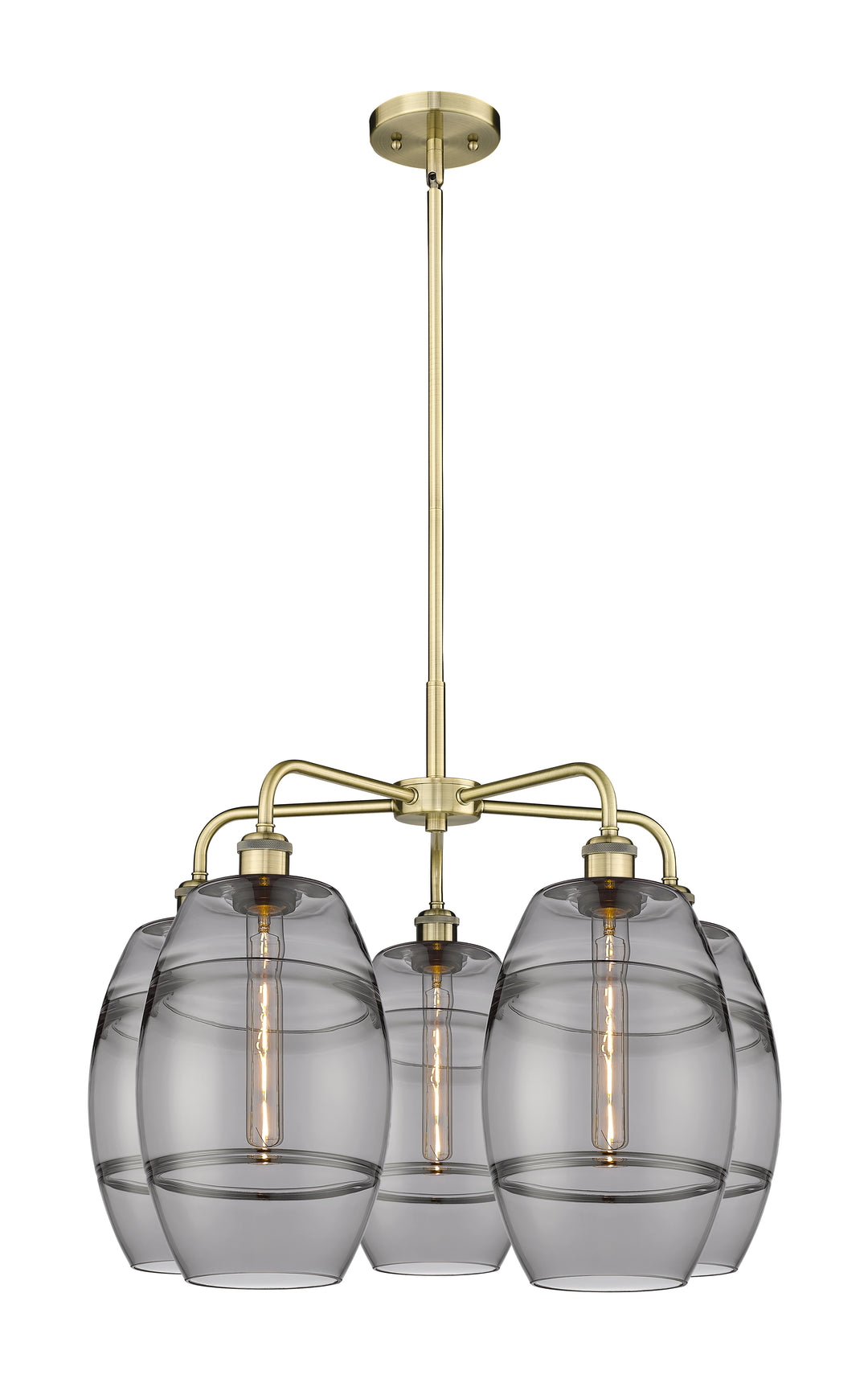 Innovations Lighting Vaz 8" Chandelier - Antique Brass Chandeliers Innovations Lighting Light Smoke ; Glass Type: Smoked  