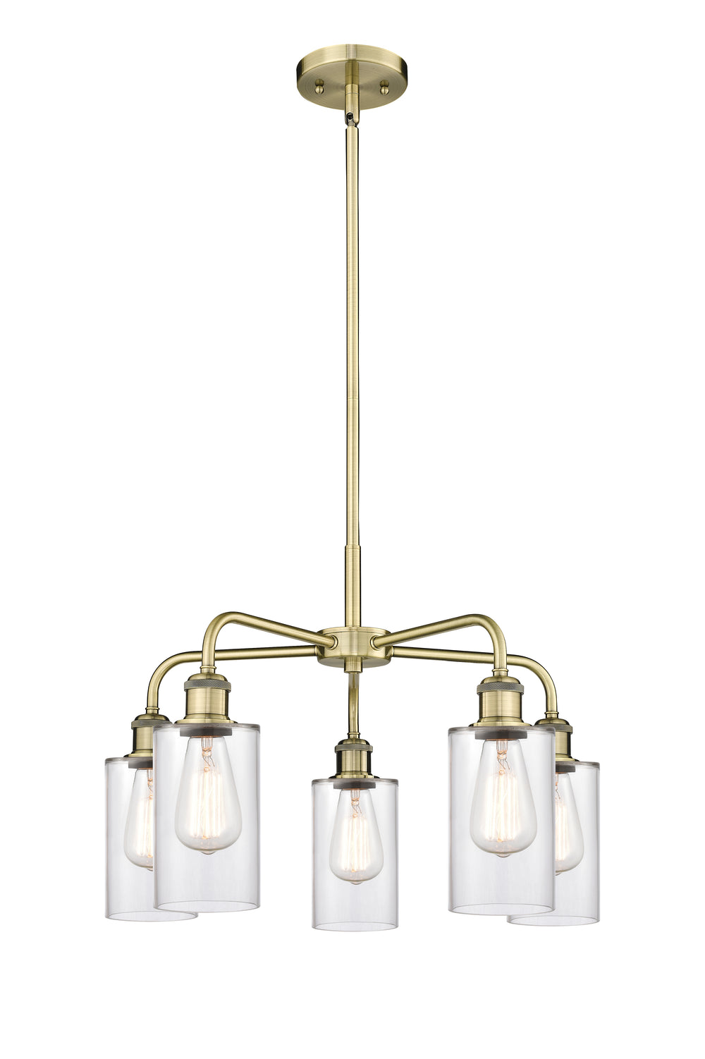 Innovations Lighting Clymer 4" Chandelier - Antique Brass Chandeliers Innovations Lighting Clear ; Glass Type: Clear  