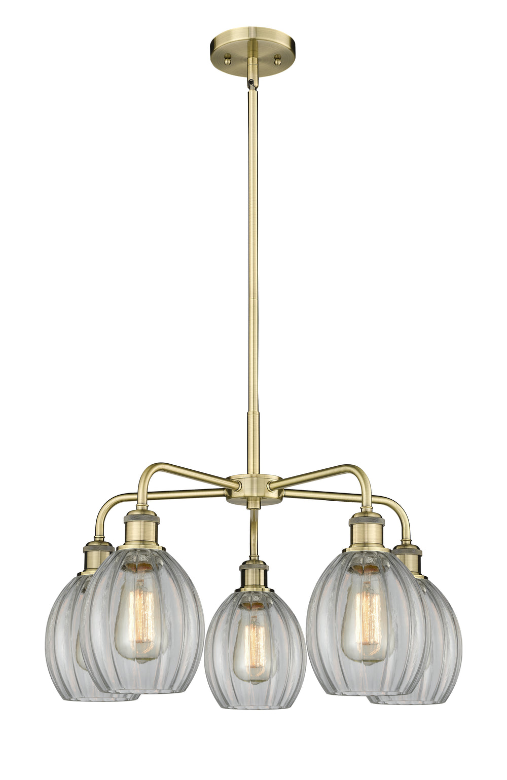 Innovations Lighting Eaton 5.5" Chandelier - Antique Brass Chandeliers Innovations Lighting Clear ; Glass Type: Transparent; Ribbed  