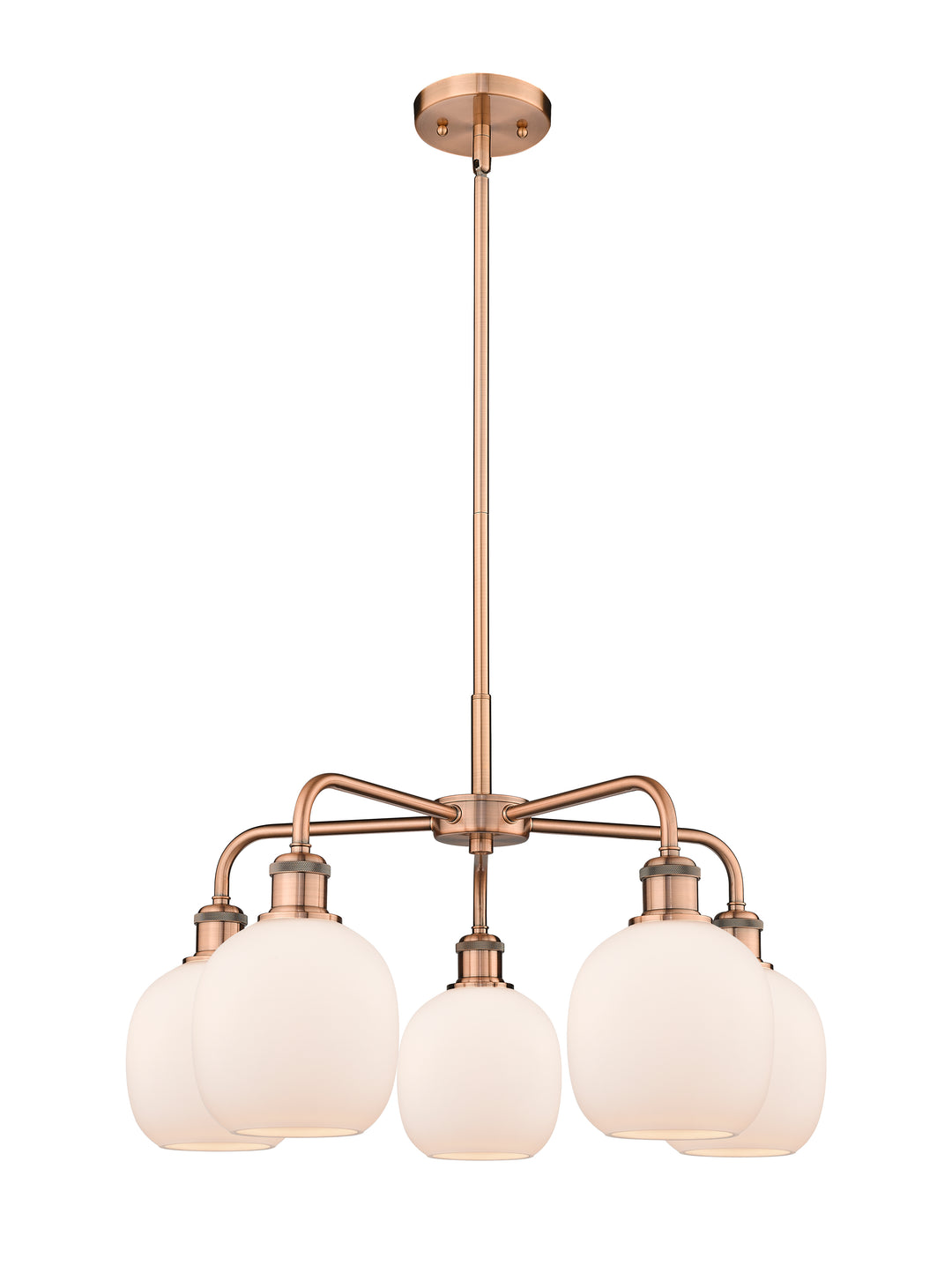 Innovations Lighting Belfast 6" Chandelier Chandeliers Innovations Lighting Antique Copper Matte White ; Glass Type: White 