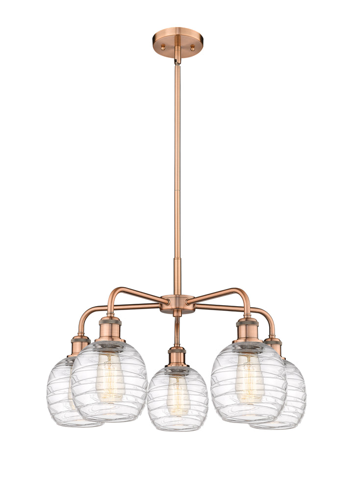 Innovations Lighting Belfast 6" Chandelier Chandeliers Innovations Lighting Antique Copper Deco Swirl ; Glass Type: Clear 