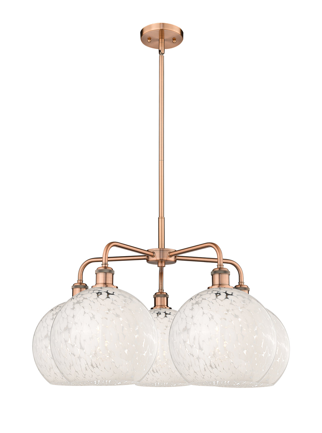 Innovations Lighting White Mouchette 10" Chandelier - Antique Copper Chandeliers Innovations Lighting White Mouchette ; Glass Type: White  