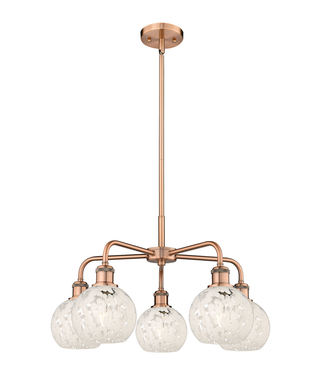 Innovations Lighting White Mouchette 6" Chandelier - Antique Copper Chandeliers Innovations Lighting White Mouchette ; Glass Type: White  