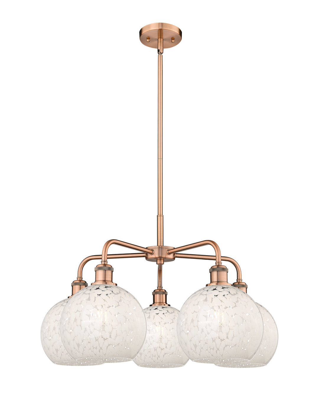 Innovations Lighting White Mouchette 8" Chandelier - Antique Copper Chandeliers Innovations Lighting White Mouchette ; Glass Type: White  