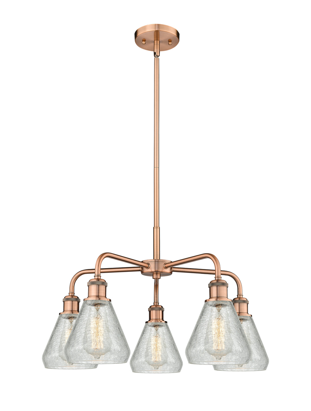 Innovations Lighting Conesus 6" Chandelier - Antique Copper Chandeliers Innovations Lighting Clear Crackle ; Glass Type: Crackled  