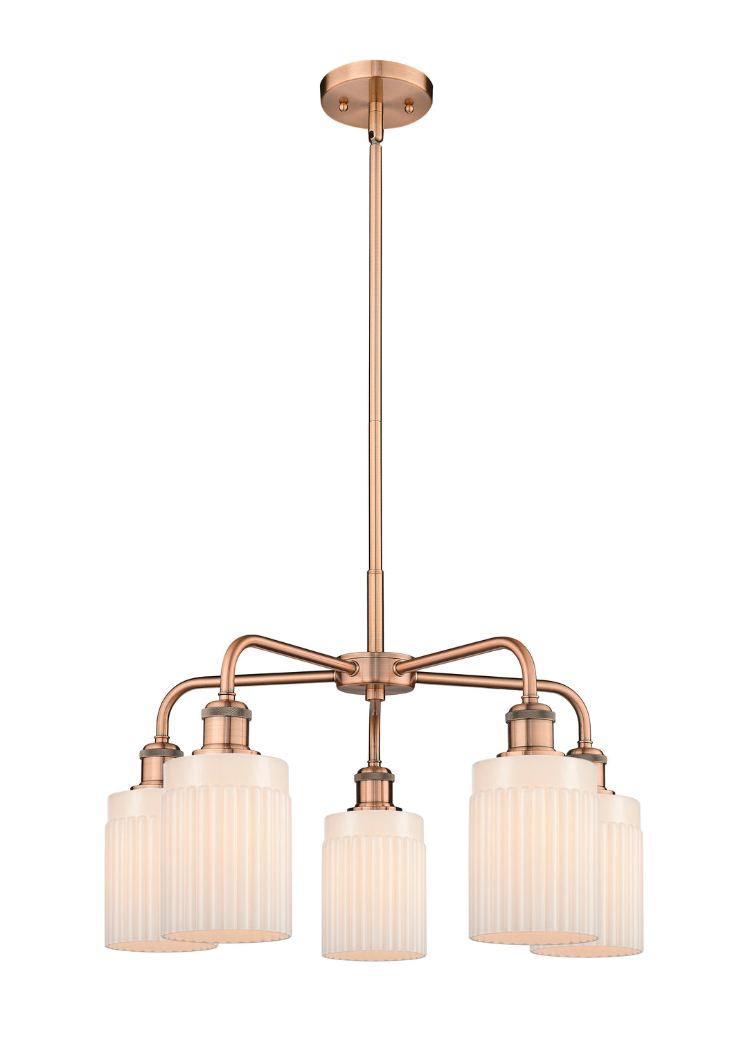 Innovations Lighting Hadley 5" Chandelier - Antique Copper Chandeliers Innovations Lighting Matte White ; Glass Type: White; Ribbed  