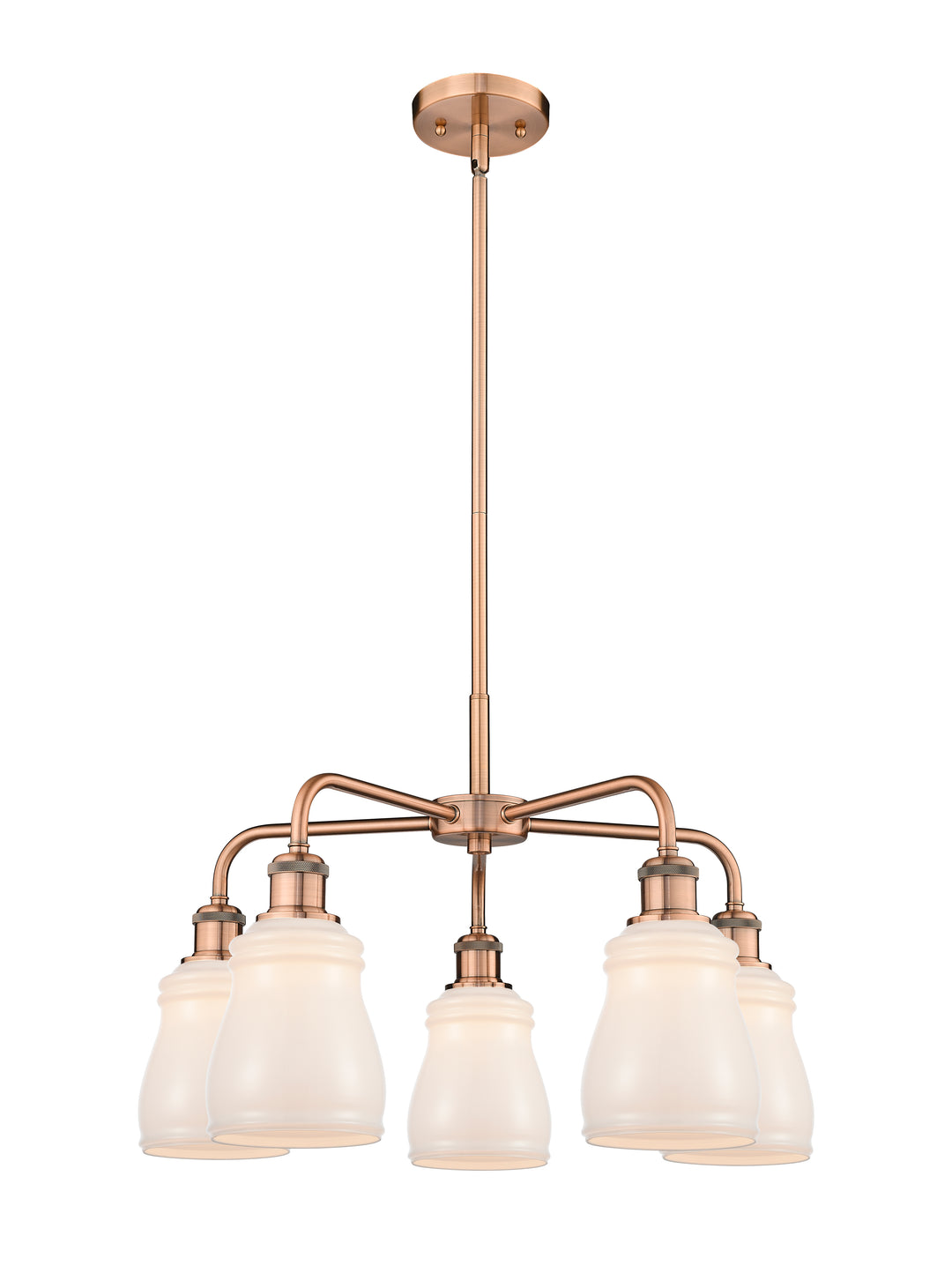 Innovations Lighting Ellery 5" Chandelier - Antique Copper Chandeliers Innovations Lighting White ; Glass Type: White  