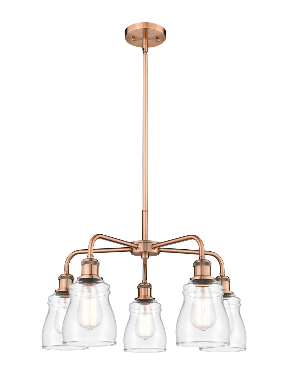 Innovations Lighting Ellery 5" Chandelier - Antique Copper Chandeliers Innovations Lighting Clear ; Glass Type: Clear  