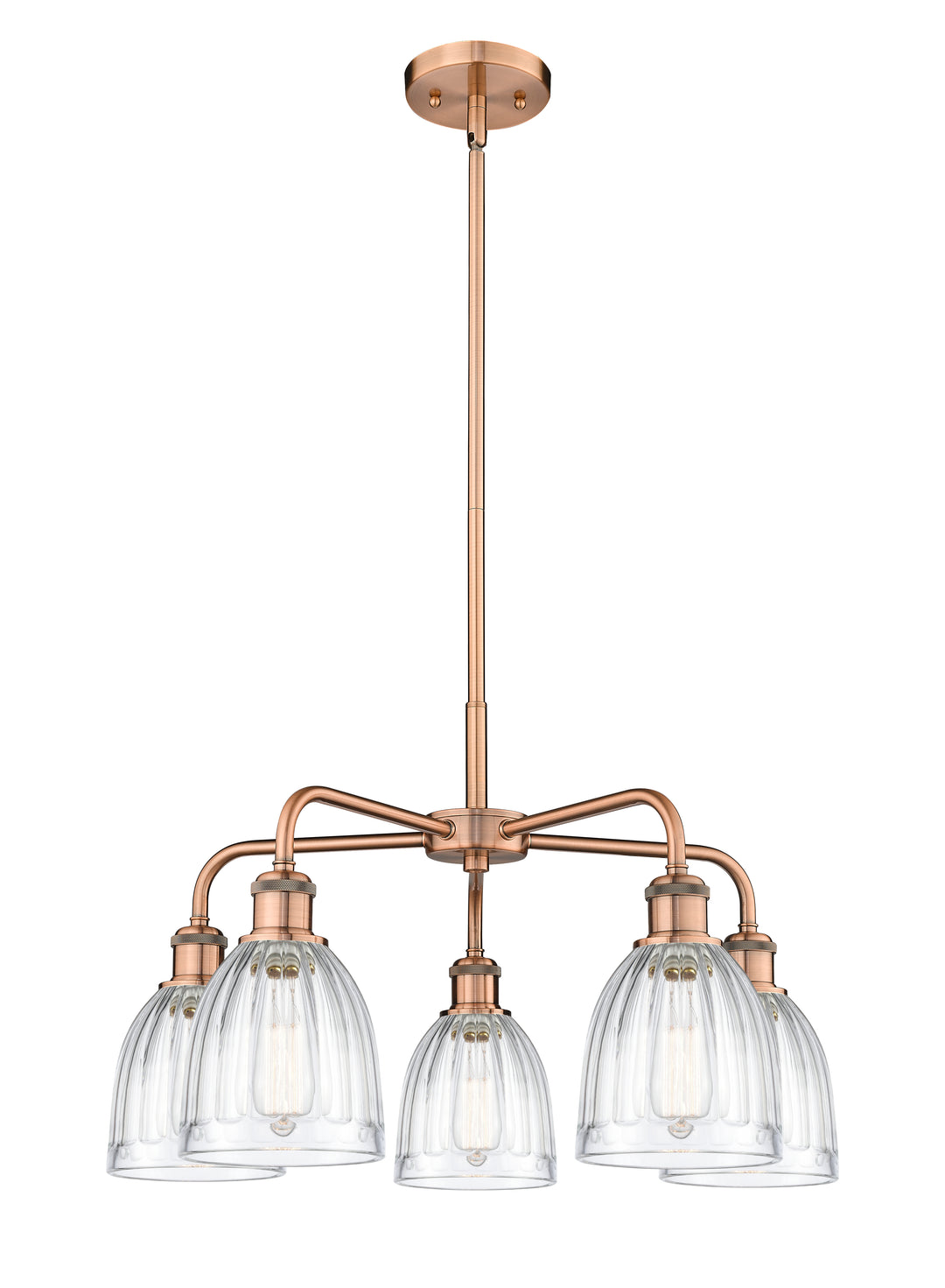 Innovations Lighting Brookfield 6" Chandelier Chandeliers Innovations Lighting Antique Copper Clear ; Glass Type: Transparent; Ribbed 