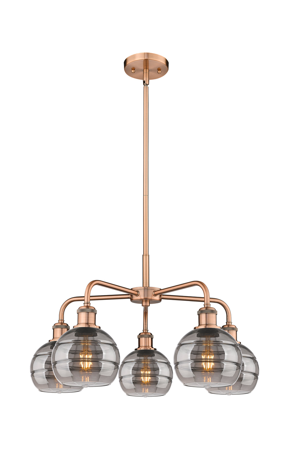 Innovations Lighting Rochester 6" Chandelier - Antique Copper Chandeliers Innovations Lighting Light Smoke ; Glass Type: Smoked  