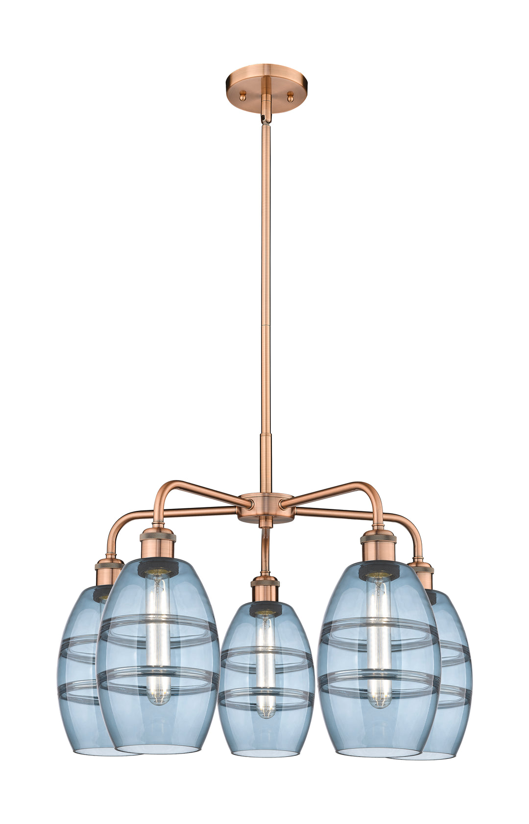 Innovations Lighting Vaz 6" Chandelier - Antique Copper Chandeliers Innovations Lighting Blue  ; Glass Type: Blue  