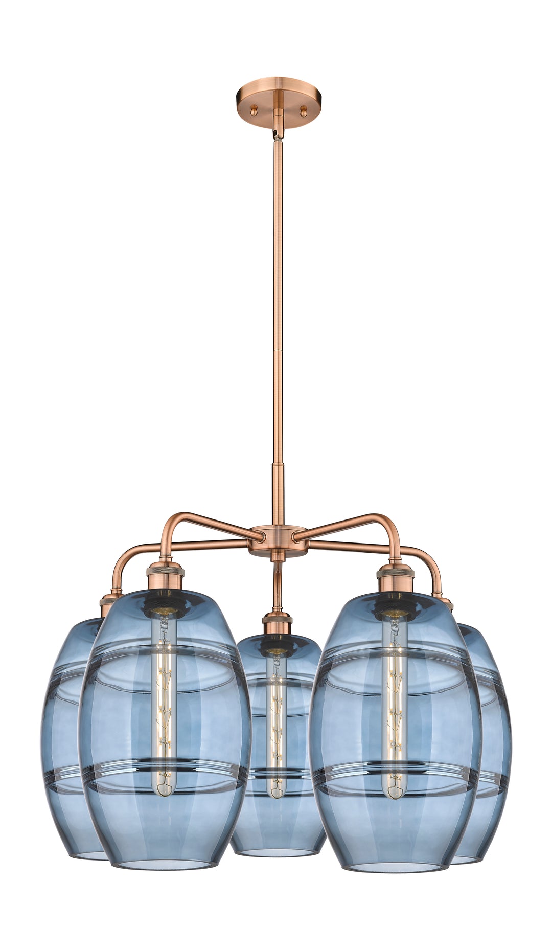 Innovations Lighting Vaz 8" Chandelier - Antique Copper Chandeliers Innovations Lighting Blue  ; Glass Type: Blue  