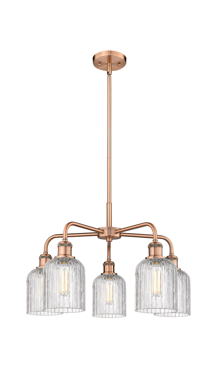 Innovations Lighting Bridal Veil 5" Chandelier Chandeliers Innovations Lighting Antique Copper Clear ; Glass Type: Clear; Ribbed 