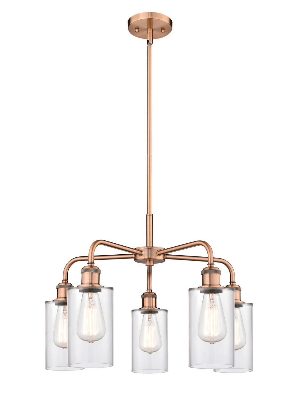 Innovations Lighting Clymer 4" Chandelier - Antique Copper Chandeliers Innovations Lighting Clear ; Glass Type: Clear  