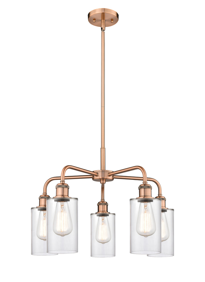 Innovations Lighting Clymer 4" Chandelier - Antique Copper Chandeliers Innovations Lighting Clear ; Glass Type: Clear  