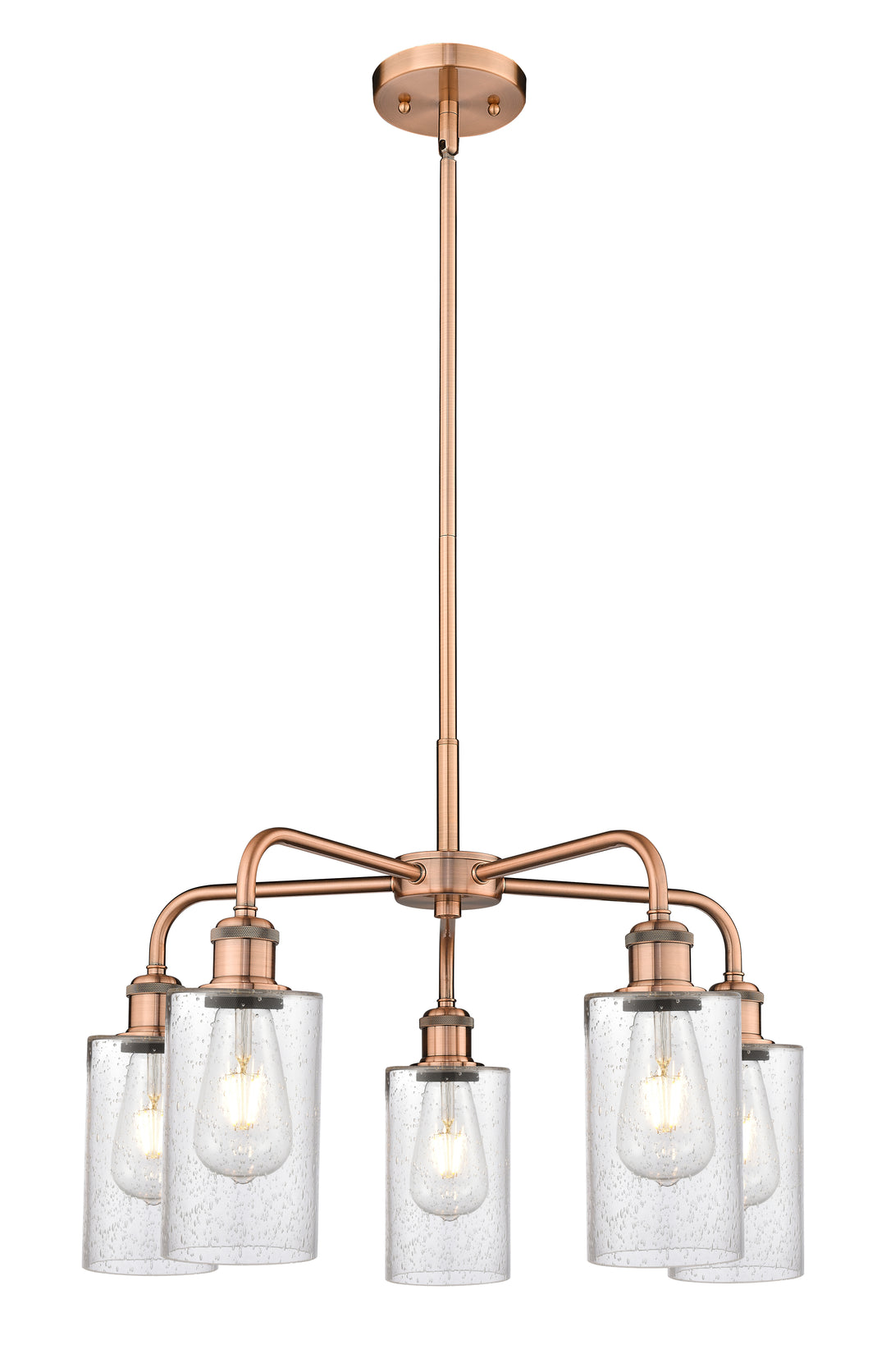 Innovations Lighting Clymer 4" Chandelier - Antique Copper Chandeliers Innovations Lighting Seedy ; Glass Type: Transparent  