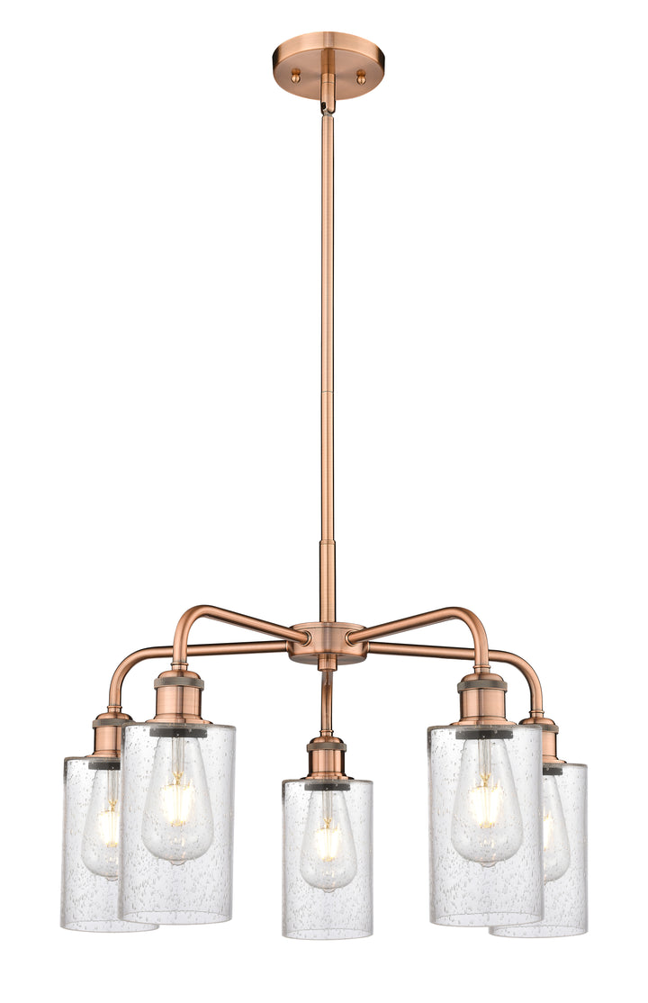 Innovations Lighting Clymer 4" Chandelier - Antique Copper Chandeliers Innovations Lighting Seedy ; Glass Type: Transparent  