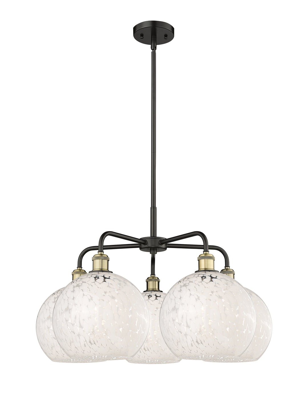 Innovations Lighting White Mouchette 10" Chandelier - Black Antique Brass Chandeliers Innovations Lighting White Mouchette ; Glass Type: White  