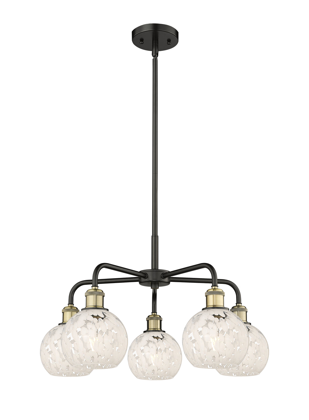 Innovations Lighting White Mouchette 6" Chandelier - Black Antique Brass Chandeliers Innovations Lighting White Mouchette ; Glass Type: White  