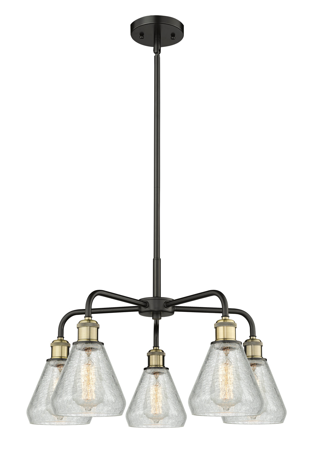 Innovations Lighting Conesus 6" Chandelier - Black Antique Brass Chandeliers Innovations Lighting Clear Crackle ; Glass Type: Crackled  