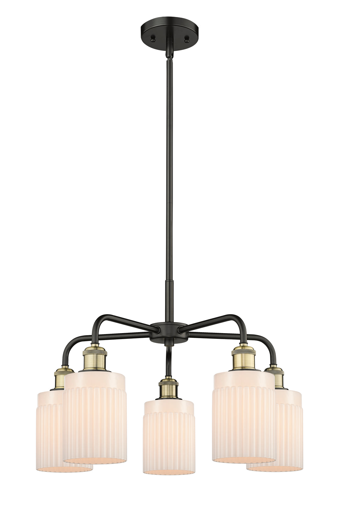 Innovations Lighting Hadley 5" Chandelier - Black Antique Brass Chandeliers Innovations Lighting Matte White ; Glass Type: White; Ribbed  