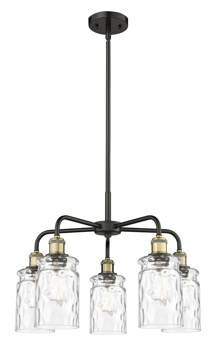 Innovations Lighting Candor 5" Chandelier Chandeliers Innovations Lighting Black Antique Brass Clear Waterglass ; Glass Type: Frosted; Ribbed 