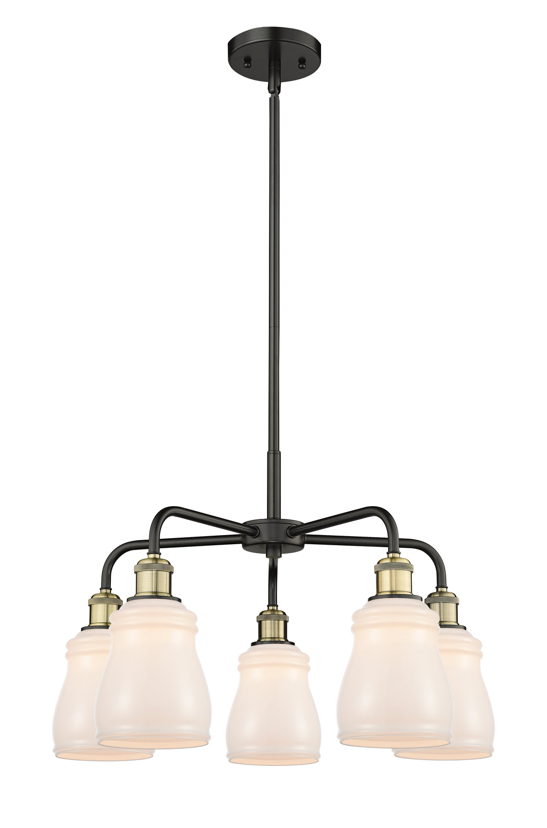 Innovations Lighting Ellery 5" Chandelier - Black Antique Brass Chandeliers Innovations Lighting White ; Glass Type: White  