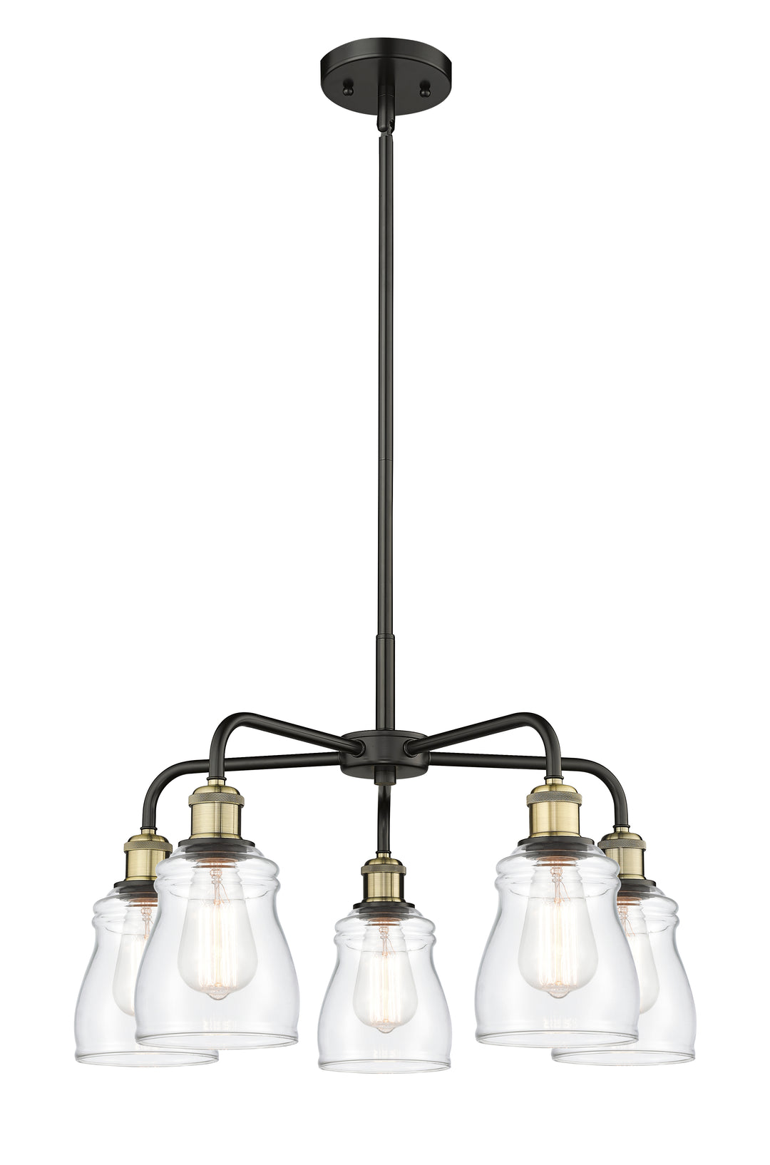 Innovations Lighting Ellery 5" Chandelier - Black Antique Brass Chandeliers Innovations Lighting Clear ; Glass Type: Clear  