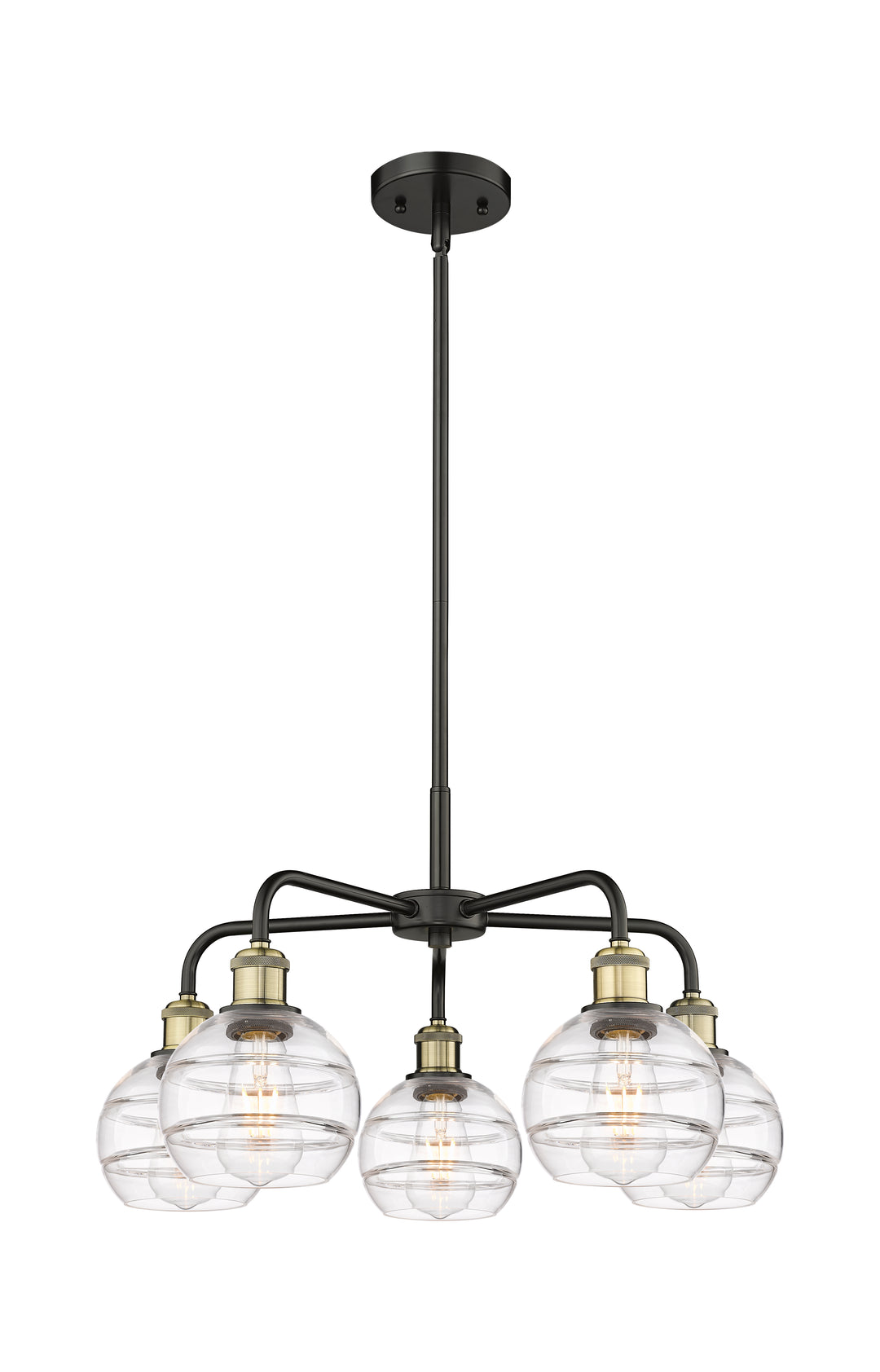 Innovations Lighting Rochester 6" Chandelier - Black Antique Brass Chandeliers Innovations Lighting Clear ; Glass Type: Clear  