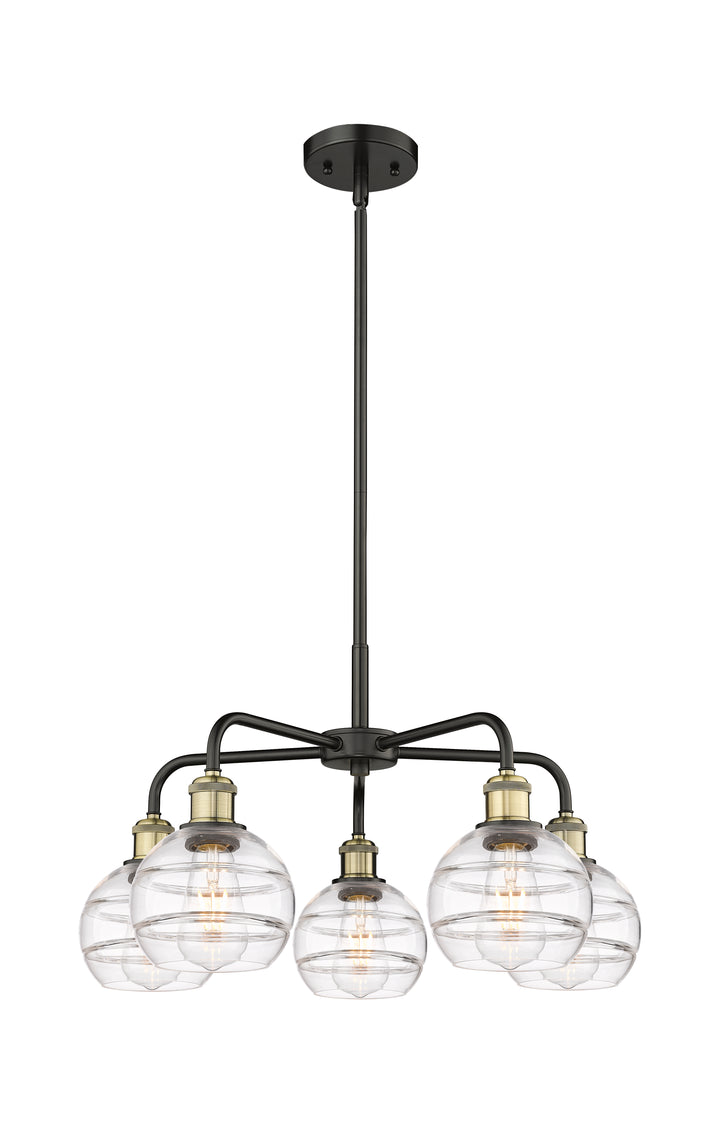 Innovations Lighting Rochester 6" Chandelier - Black Antique Brass Chandeliers Innovations Lighting Clear ; Glass Type: Clear  