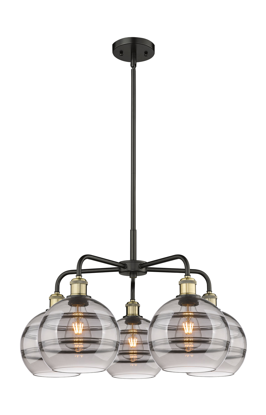 Innovations Lighting Rochester 8" Chandelier - Black Antique Brass Chandeliers Innovations Lighting Light Smoke ; Glass Type: Smoked  