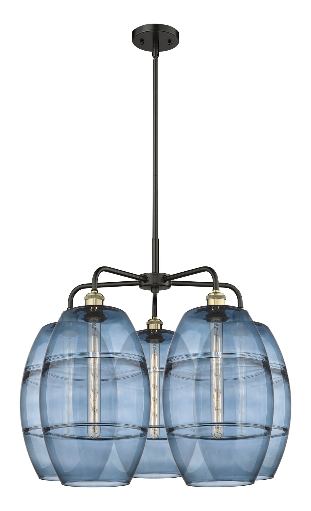 Innovations Lighting Vaz 10" Chandelier - Black Antique Brass Chandeliers Innovations Lighting Blue  ; Glass Type: Blue  