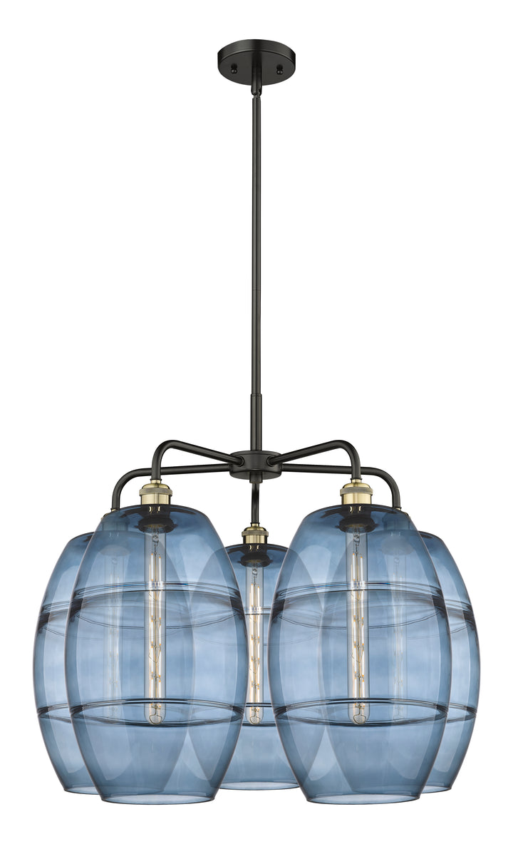 Innovations Lighting Vaz 10" Chandelier - Black Antique Brass Chandeliers Innovations Lighting Blue  ; Glass Type: Blue  