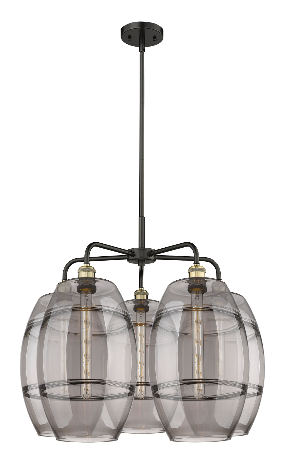 Innovations Lighting Vaz 10" Chandelier - Black Antique Brass Chandeliers Innovations Lighting Light Smoke ; Glass Type: Smoked  