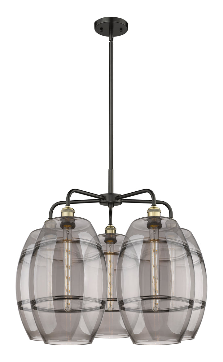 Innovations Lighting Vaz 10" Chandelier - Black Antique Brass Chandeliers Innovations Lighting Light Smoke ; Glass Type: Smoked  