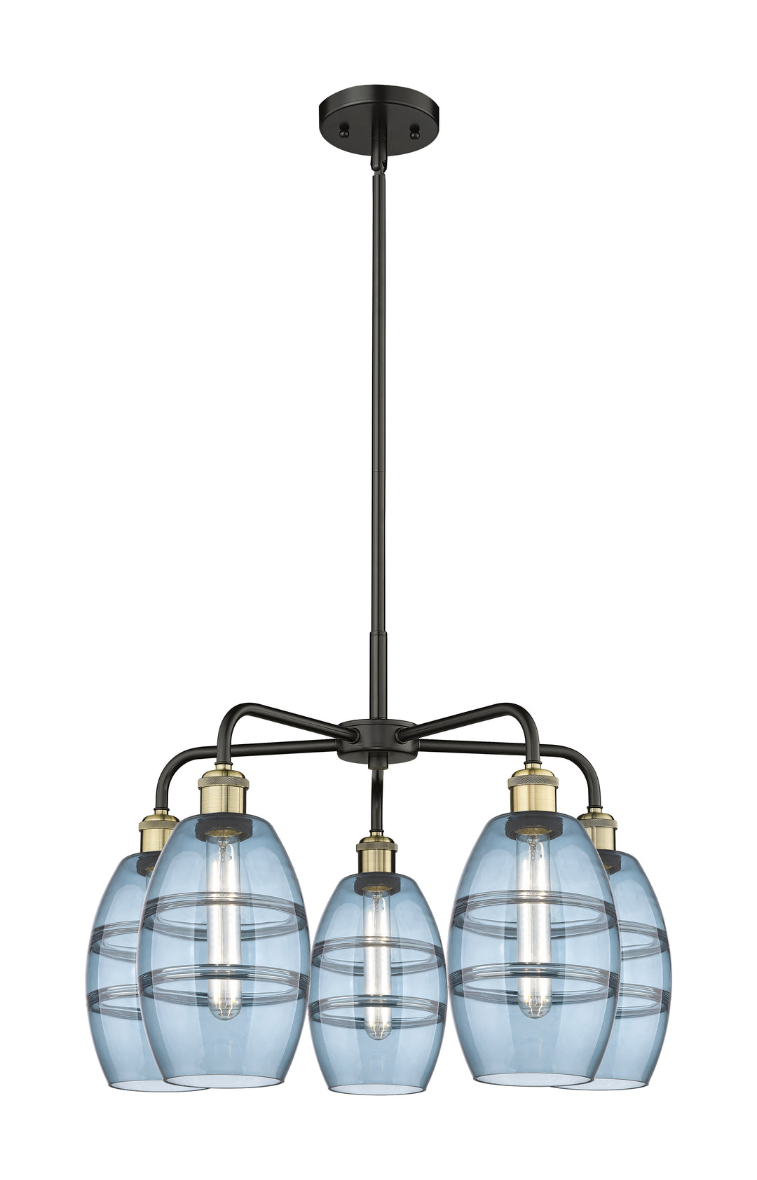 Innovations Lighting Vaz 6" Chandelier - Black Antique Brass Chandeliers Innovations Lighting Blue  ; Glass Type: Blue  