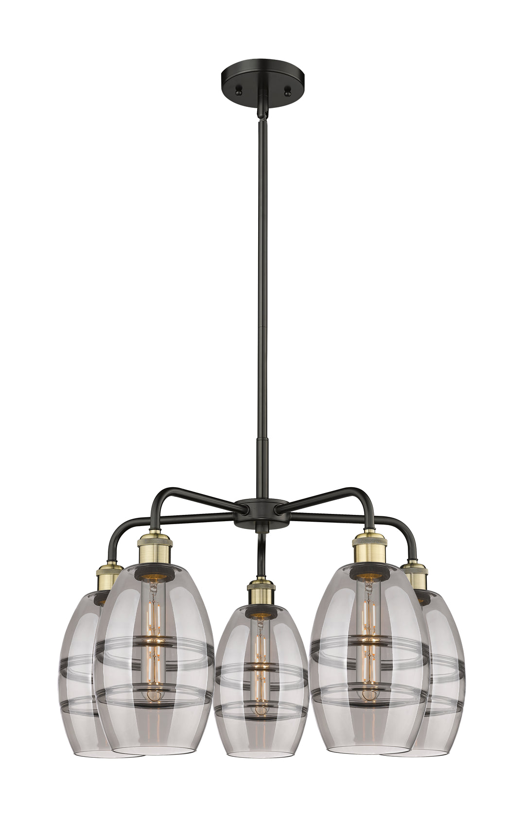 Innovations Lighting Vaz 6" Chandelier - Black Antique Brass Chandeliers Innovations Lighting Light Smoke ; Glass Type: Smoked  