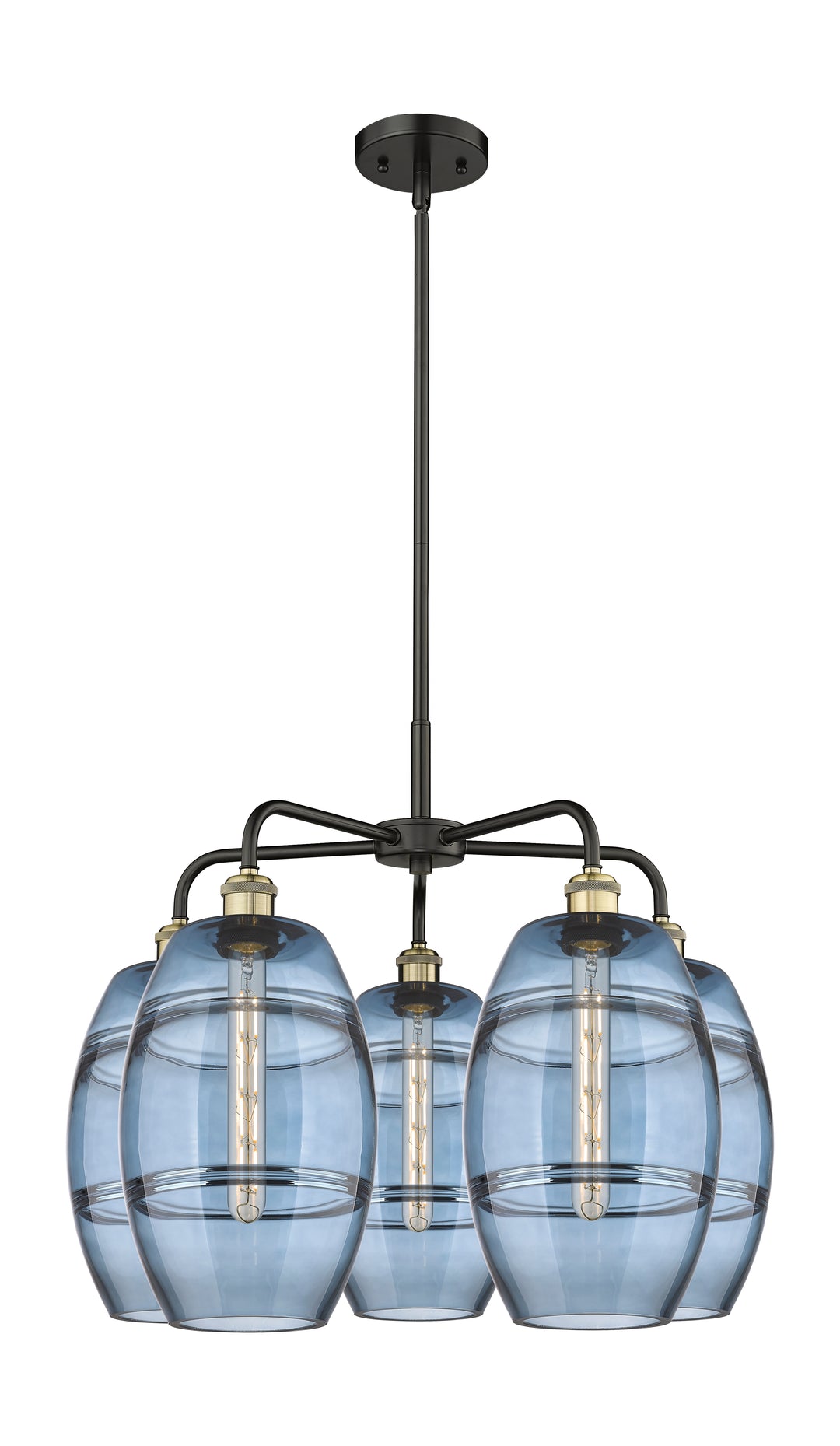 Innovations Lighting Vaz 8" Chandelier - Black Antique Brass Chandeliers Innovations Lighting Blue  ; Glass Type: Blue  