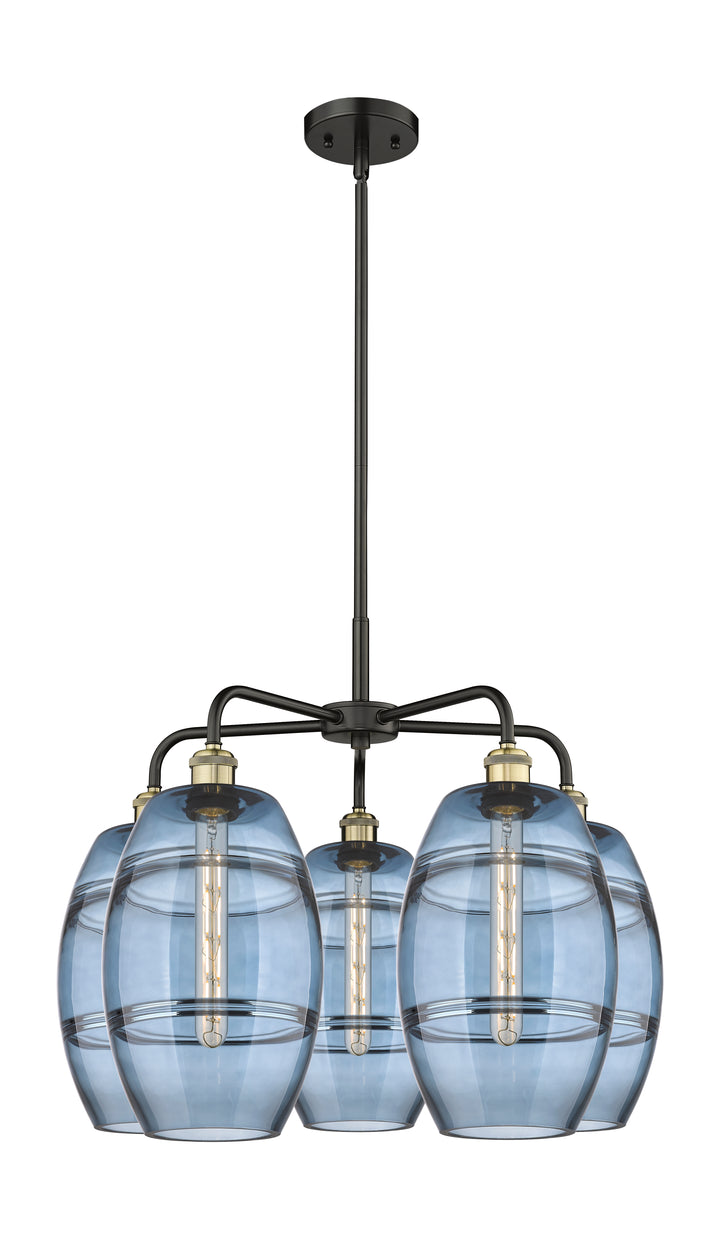 Innovations Lighting Vaz 8" Chandelier - Black Antique Brass Chandeliers Innovations Lighting Blue  ; Glass Type: Blue  