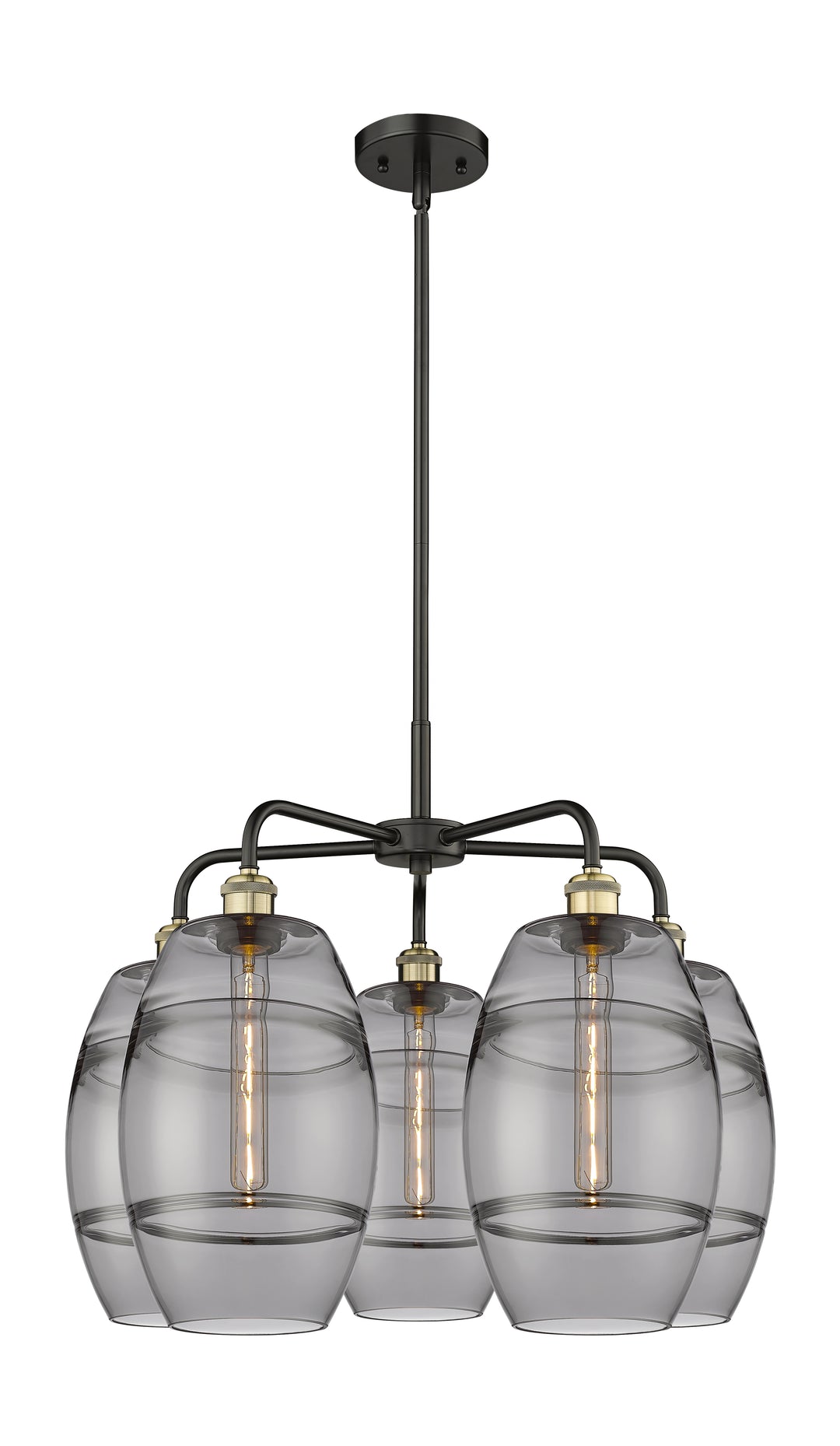 Innovations Lighting Vaz 8" Chandelier - Black Antique Brass Chandeliers Innovations Lighting Light Smoke ; Glass Type: Smoked  