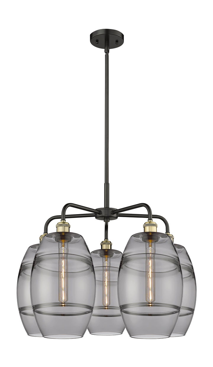 Innovations Lighting Vaz 8" Chandelier - Black Antique Brass Chandeliers Innovations Lighting Light Smoke ; Glass Type: Smoked  